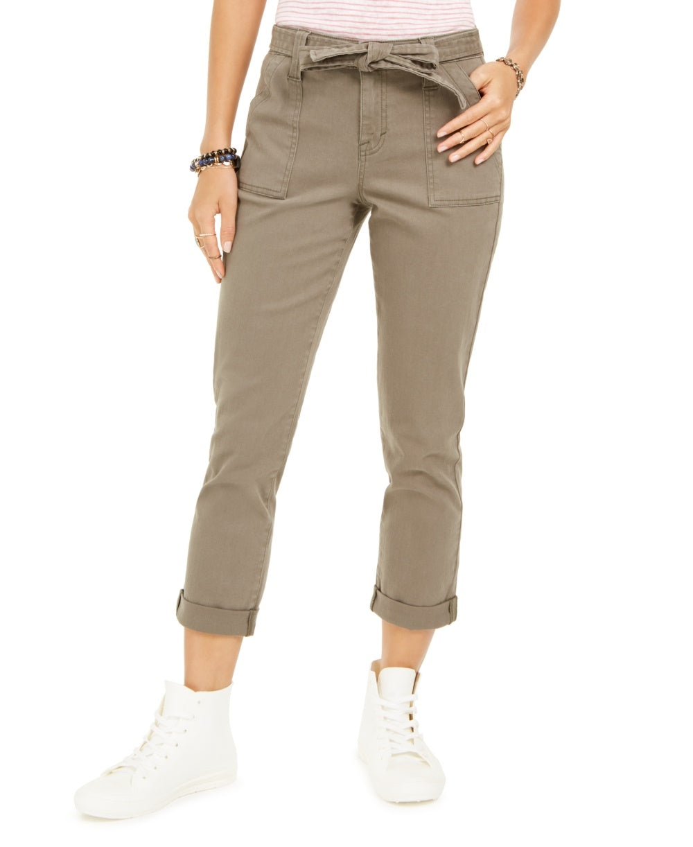 Style & Company Women's Belted Mid Rise Cuffed Pants Green Size 8