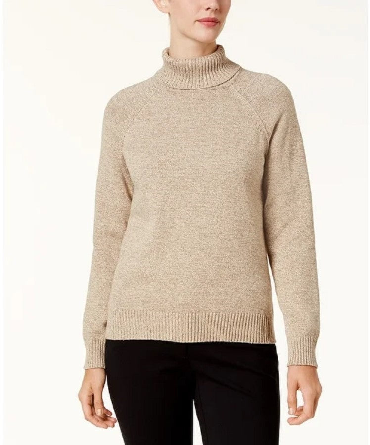 Karen Scott Women's Cotton Turtleneck Sweater Brown Size Petite Small