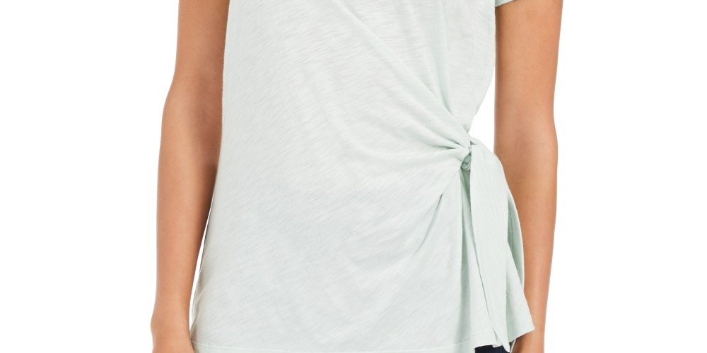 Style & Co Women's Side Tie Top Green Size Small