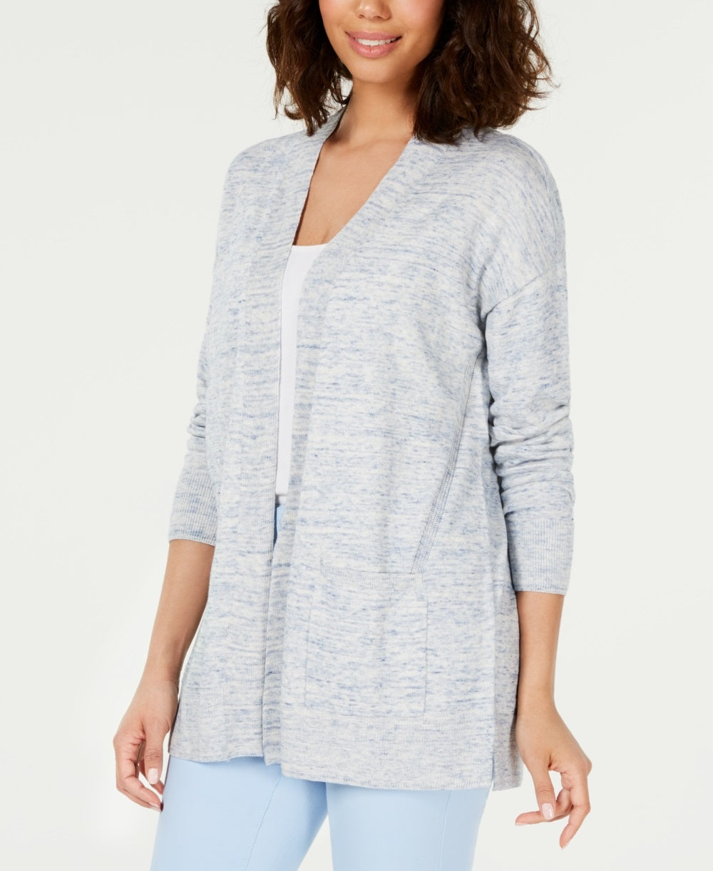 Charter Club Women's Cotton Chambray Open Front Cardigan Blue Size X-Small