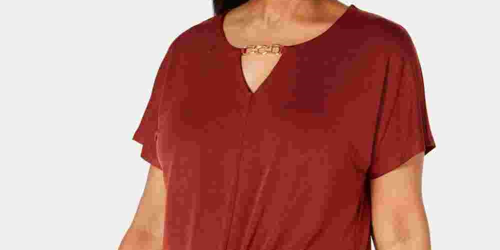 JM Collection Women's Twist-Hem Top Red Size Small