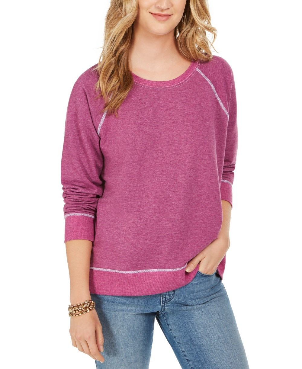 Style & Co Women's Contrast-Stitched Sweatshirt  Purple Size XX-Large