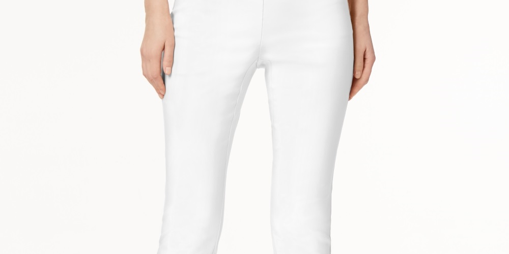 Alfani Women's Tummy Control Pull On Skinny Pants Short White Size 20X5