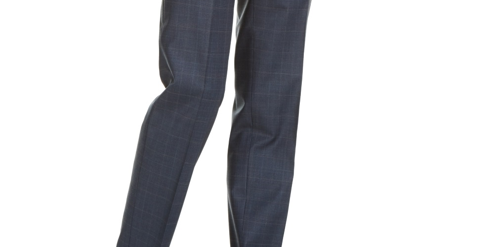 Hugo Men's Modern Fit Plaid Suit Pants Blue Size 38