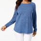 Karen Scott Women's Cotton Marled Curved Hem Top Blue Size X-Small