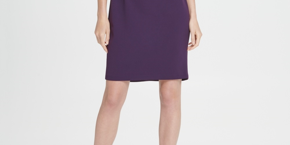 DKNY Women's V Neck Ruffle Cap Sleeve Sheath Dress Purple Size 2