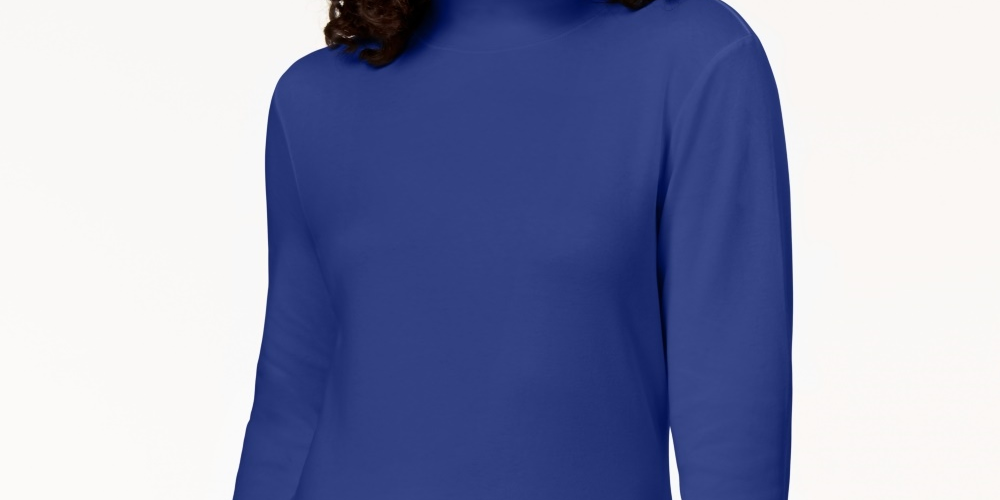 Karen Scott Women's Cotton Mock-Neck Top Blue Size XX-Large