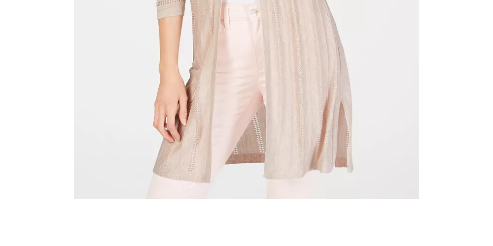 Charter Club Women's Textured-Knit Open Cardigan White- Size Large