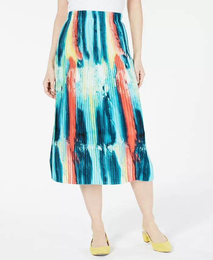 Alfani Women's Knife Pleat Midi Skirt Blue Size Petite Small