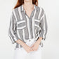 Hippie Rose Junior's Printed Utility Shirt Black Size X-Large