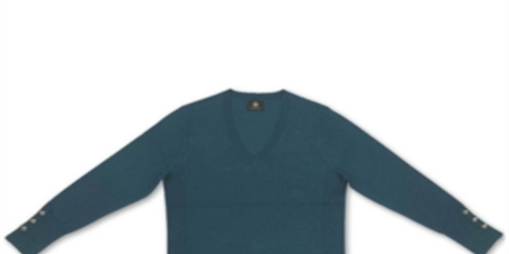 JM Collection Women's Button Cuff V Neck Pullover Sweater Teal Size X-Large