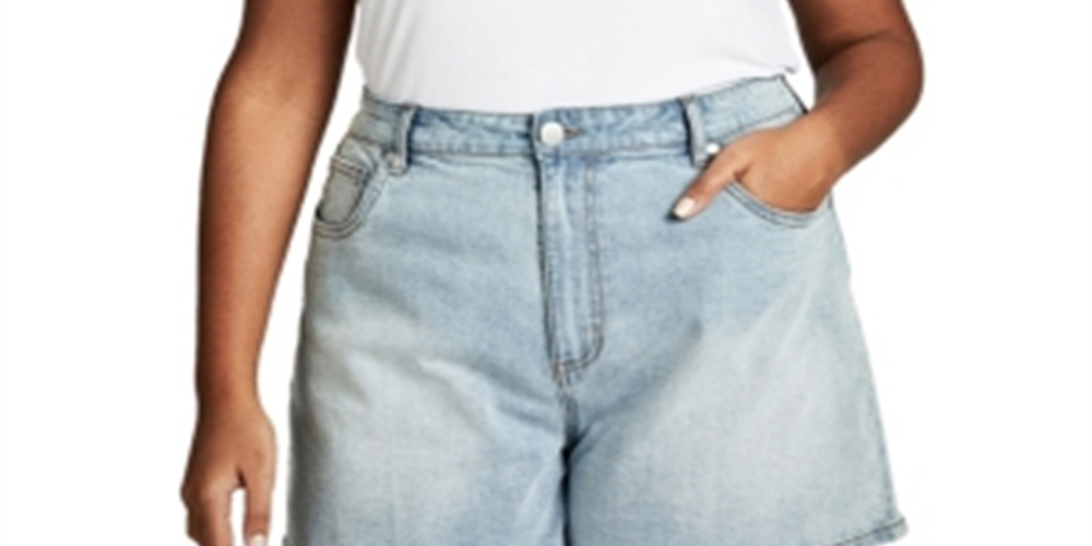 Cotton on Women's Curve High Waist Denim Shorts Blue Size 18W
