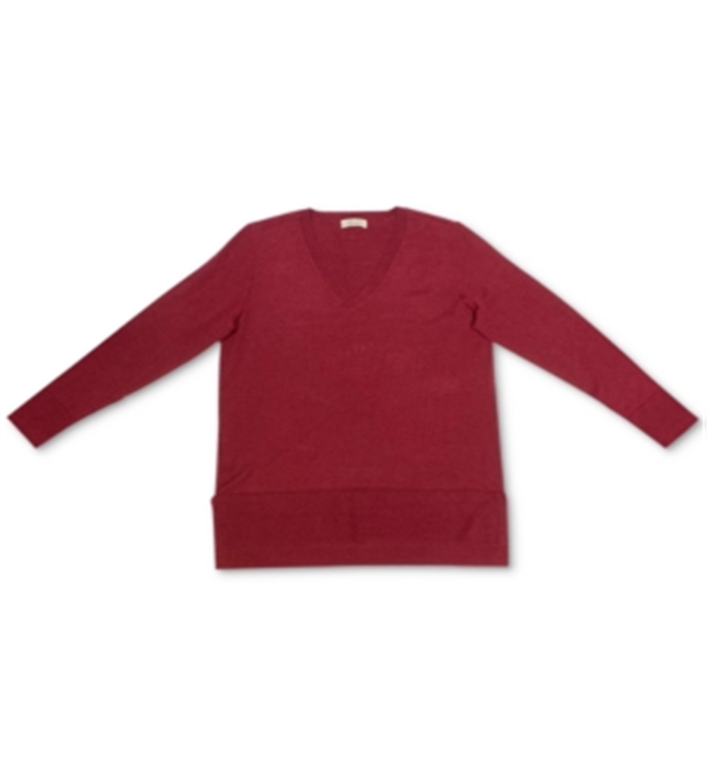 Style & Co Women's V Neck Band Hem Sweater Red Size XX-Large