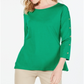 Charter Club Women's Supima Cotton Embellished Top Green Size Small