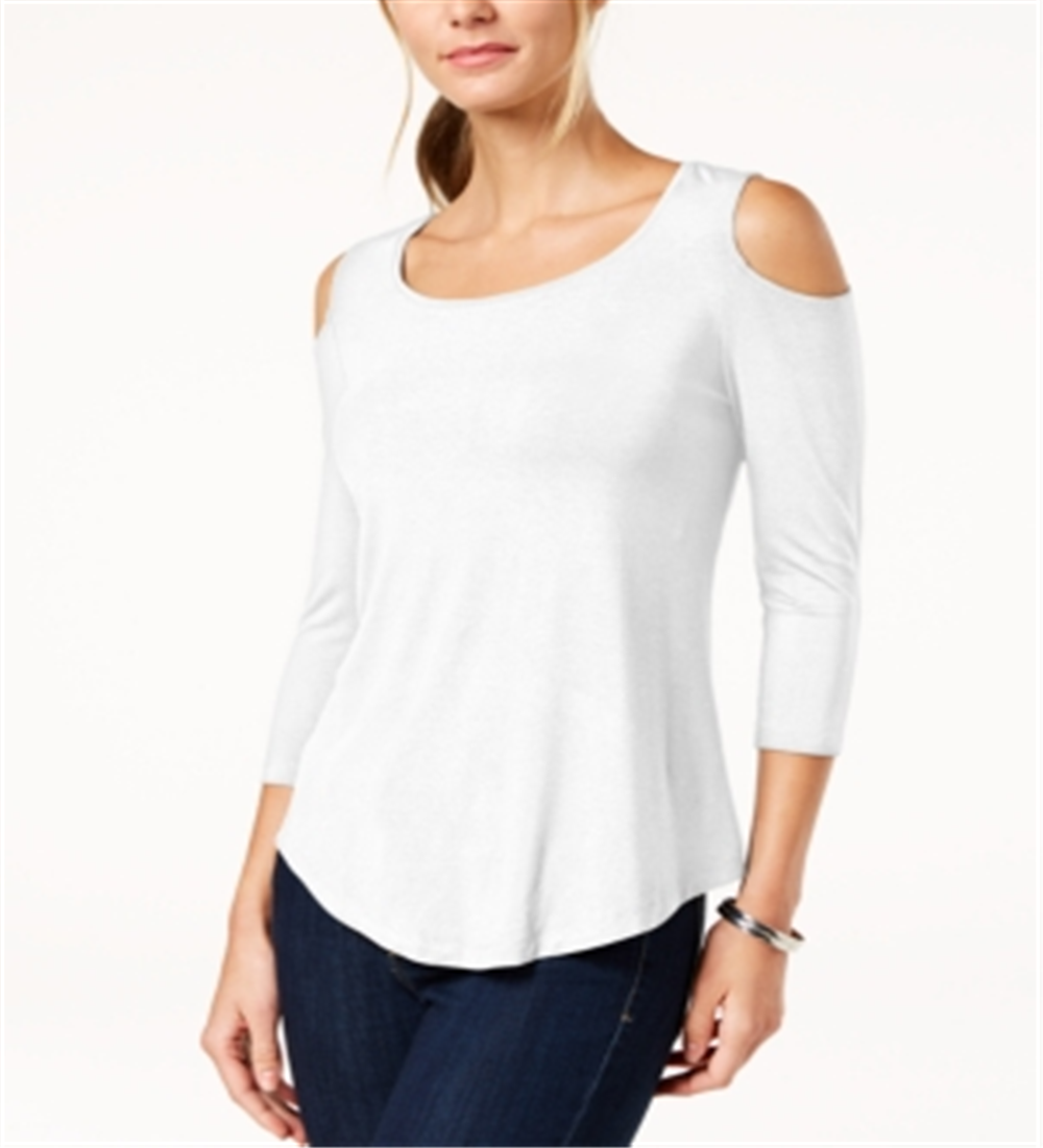 JM Collection Women's Cold Shoulder Top White Size Small