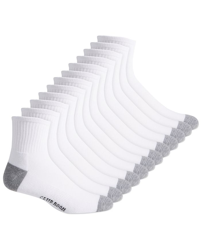 Club Room Men's Quarter 12 pack Socks White Size 10-13