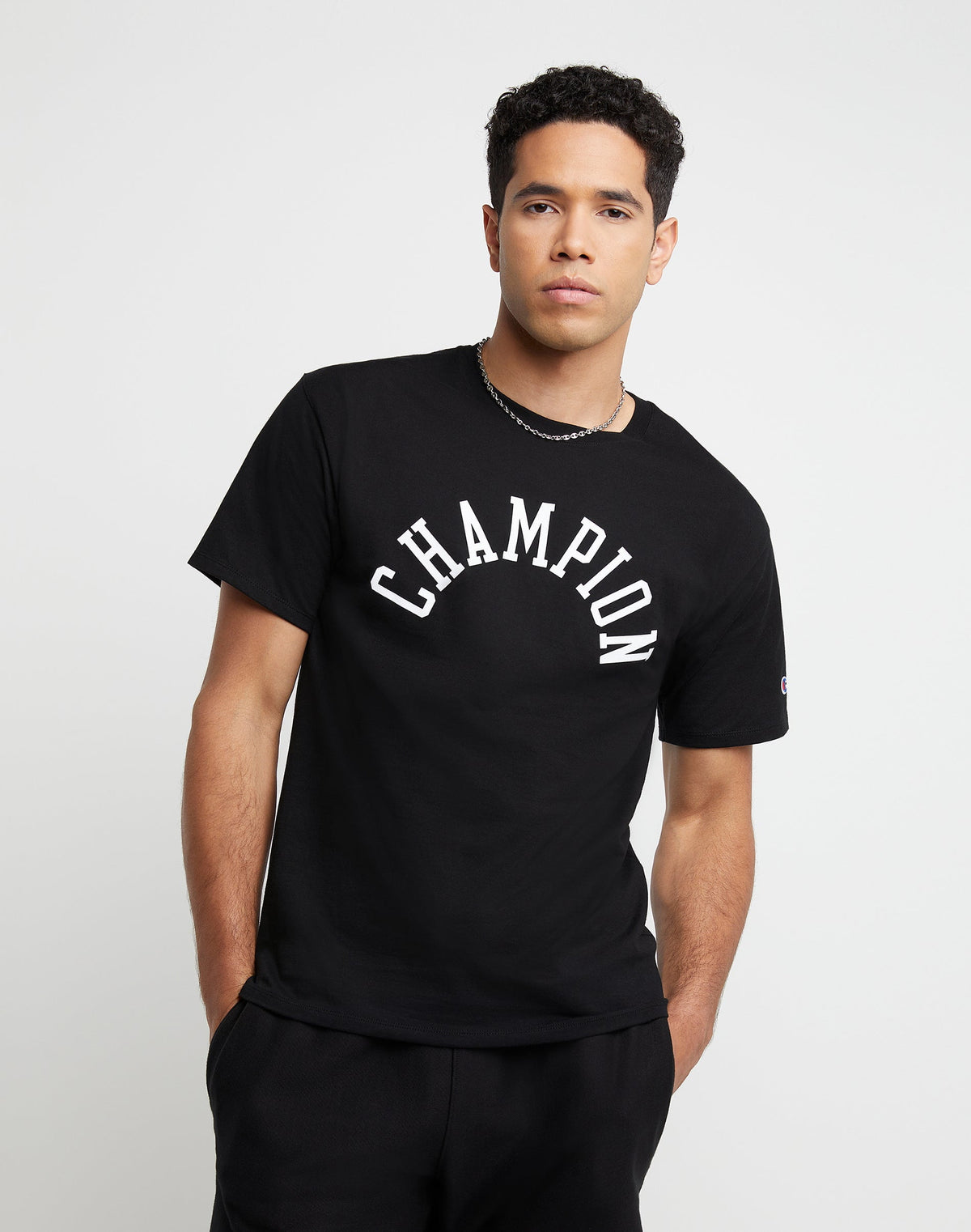 Champion Men's Standard Fit Logo Graphic T Shirt Black Size XX-Large