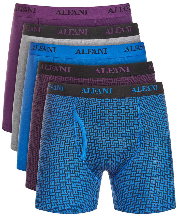 Alfani Men's 5 Pk Moisture Wicking Boxer Briefs Purple Size Small