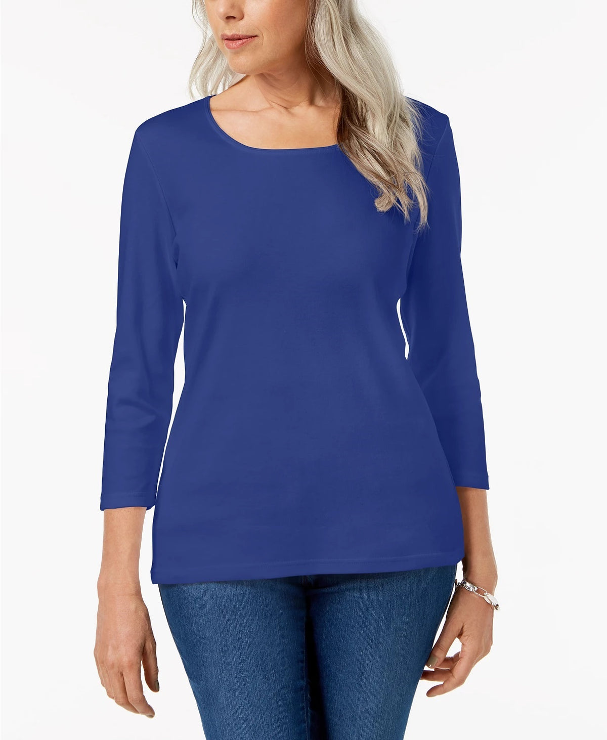 Karen Scott Women's Scoop-Neck Top Blue Size XX-Large