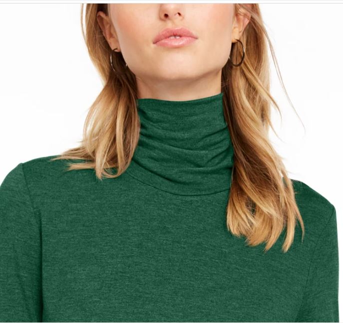 Maison Jules Women's Turtleneck Top Green Size Large