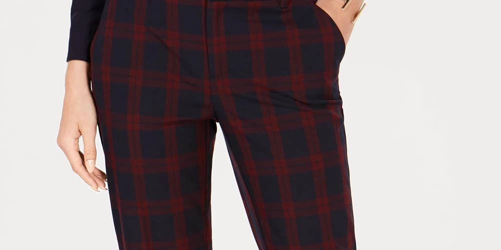Charter Club Women's Plaid Slim Leg Ankle Pants Blue Size 6