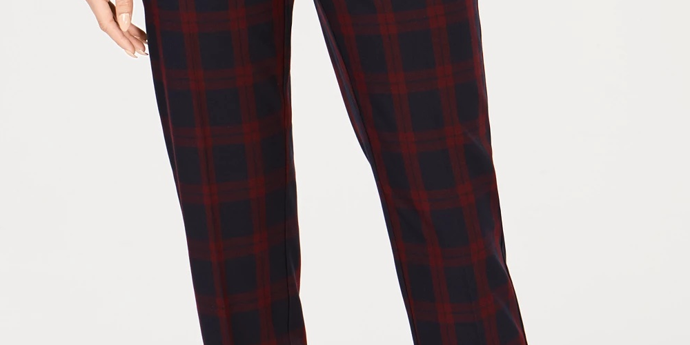 Charter Club Women's Plaid Slim Leg Ankle Pants Blue Size 6