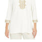 Charter Club Women's Lace-Trim Tunic Top White Size Medium
