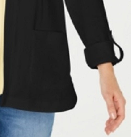 Karen Scott Women's Sport French Terry Open-Front Hoodie Black Size Medium
