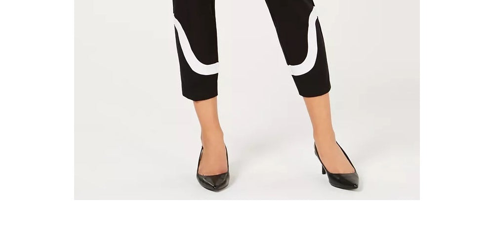 Alfani Women's Colorblocked Ankle Pants Black Size 8 Petite