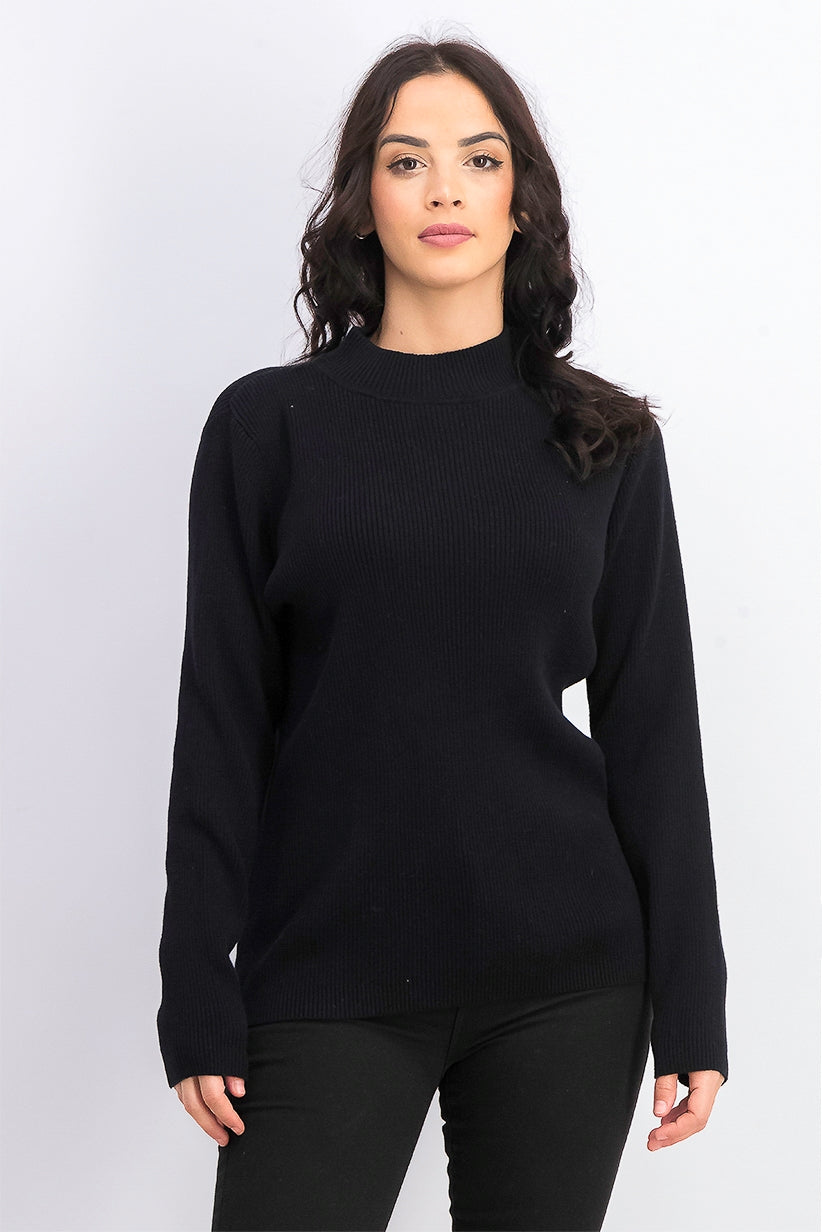 Karen Scott Women's Cotton Ribbed Turtleneck Top Black Size X-Small