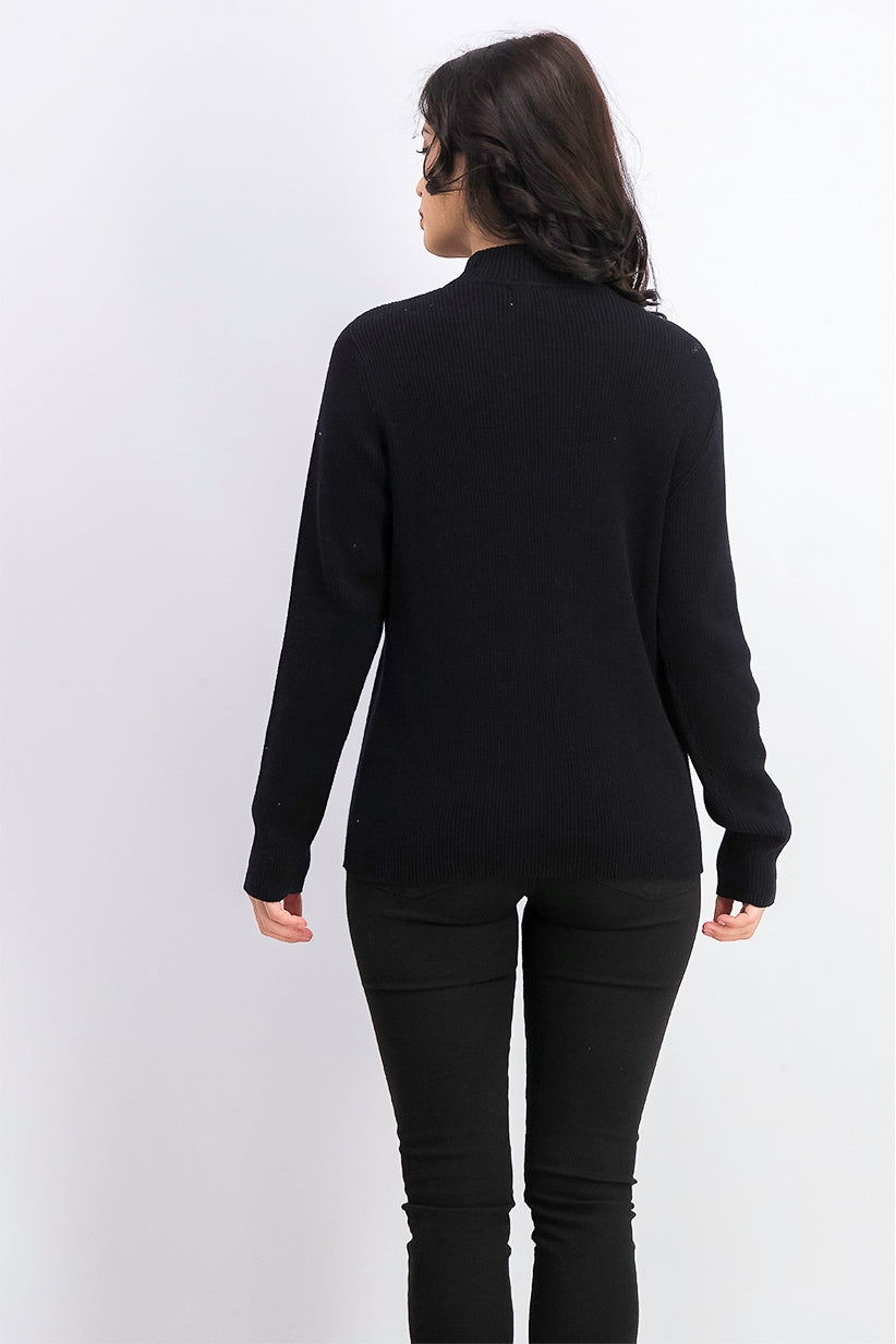 Karen Scott Women's Cotton Ribbed Turtleneck Top Black Size X-Small