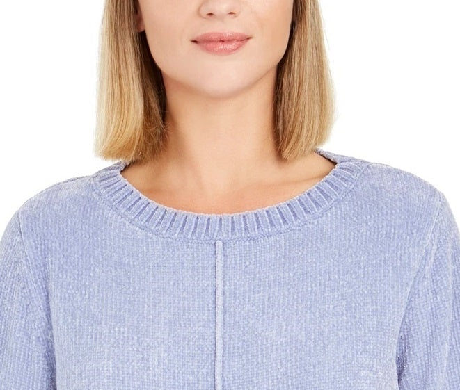 Style & Company Women's Textured Heather Long Sleeve Crew Neck Blouse Sweater Navy Size Small