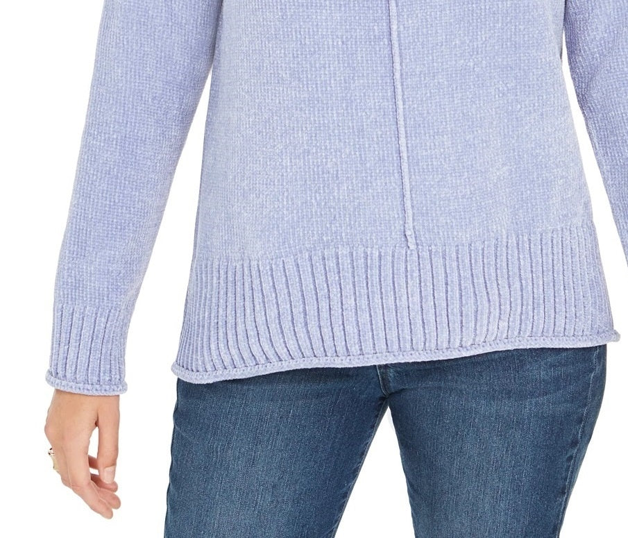 Style & Company Women's Textured Heather Long Sleeve Crew Neck Blouse Sweater Navy Size Small