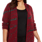 Alfani Women's Plus Sequin Swirl Cardigan Sweater Red Size 3X
