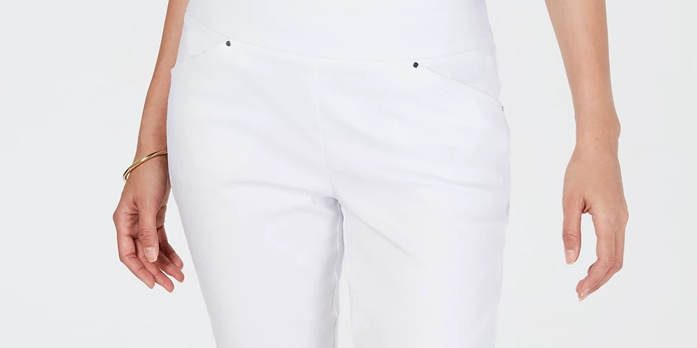 INC International Concepts Women's Curvy Pull-On Skinny Cropped Pants Beige Size 6