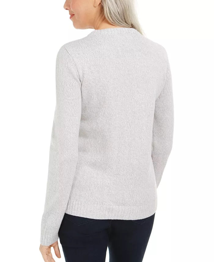 Karen Scott Women's Cat Applique Holiday Sweater Med Gray Size Medium