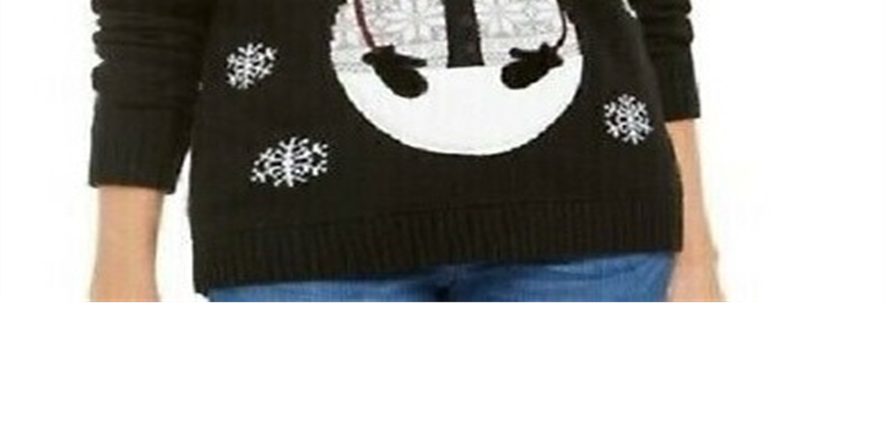 Karen Scott Women's Sequined Snowman Holiday Sweater Black Size Small