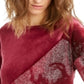 Alfani Women's Red Speckle 3/4 Sleeve Crew Neck Blouse Evening Top Red Size Large