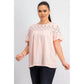 Style & Co Women's Cotton Eyelet-Yoke Top Pink Size Small