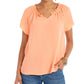 Style & Co Women's Crinkle Flutter-Sleeve Top Orange Size Extra Small