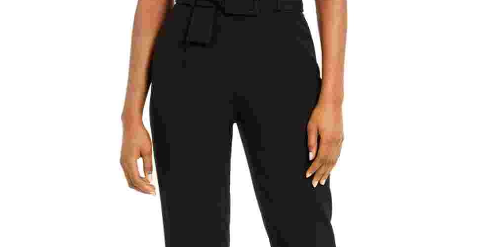 Bar III Women’S Belted Pants Black Size 12