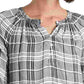 Lucky Brand Women's Jessica Plaid Embroidered Blouse Gray Size Large