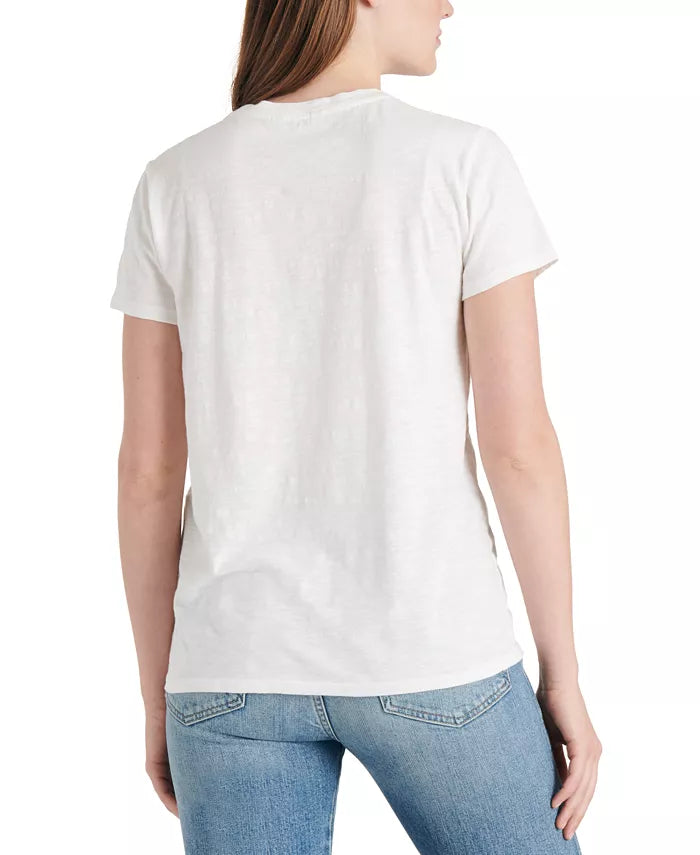 Lucky Brand Women's Embroidered Cotton T-Shirt White Size Small