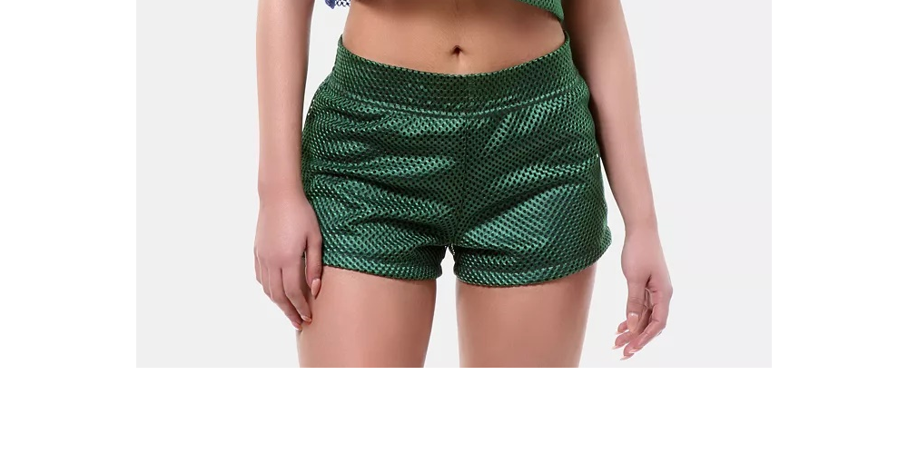 ARTISTIX Women's Brooklyn Colorblocked Fishnet Crop Top Green Size Small