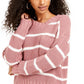 Hippie Rose Juniors' Striped Sweater Dark Red Size X-Large