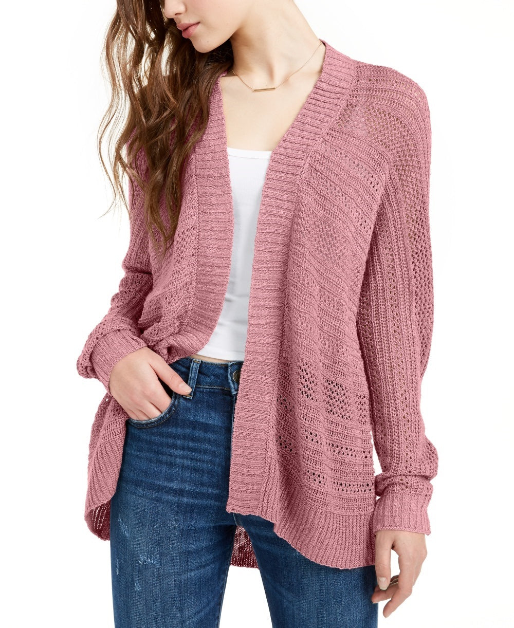 Hippie Rose Junior's Textured Dolman Sleeve Cardigan Purple Size X-Large