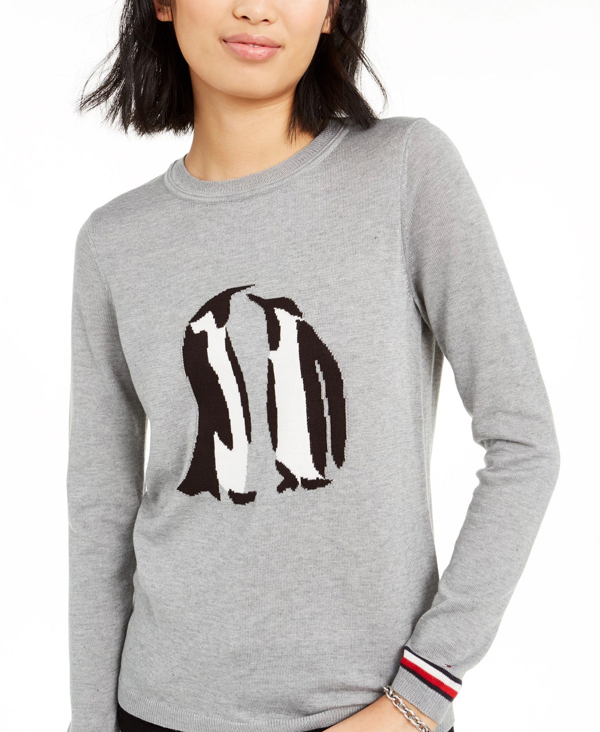 Tommy Hilfiger Women's Penguin Sweater Gray Size Extra Small
