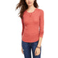 Ultra Flirt Junior's Scoop Neck Waffle Knit Top Brown Size Medium