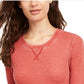 Ultra Flirt Junior's Scoop Neck Waffle Knit Top Brown Size Medium