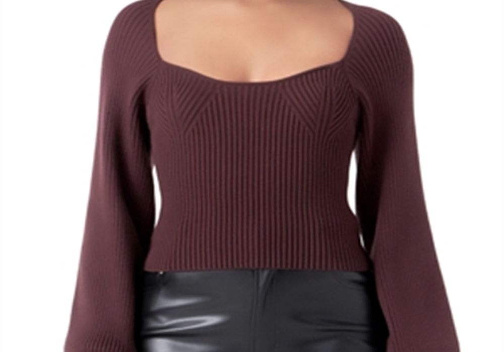 Endless Rose Knitted Balloon Sleeve Top